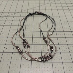 Lizzy James Convertible Wrap Bracelet Necklace Silver w/Two Tone Beads  Petite